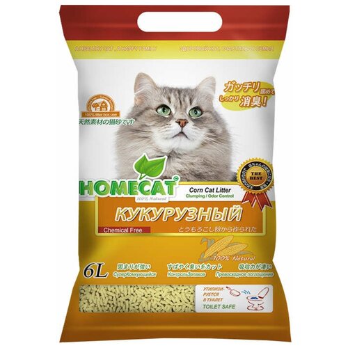 фото Комкующийся наполнитель Homecat Эколайн Кукурузный, 6л, 1 шт.