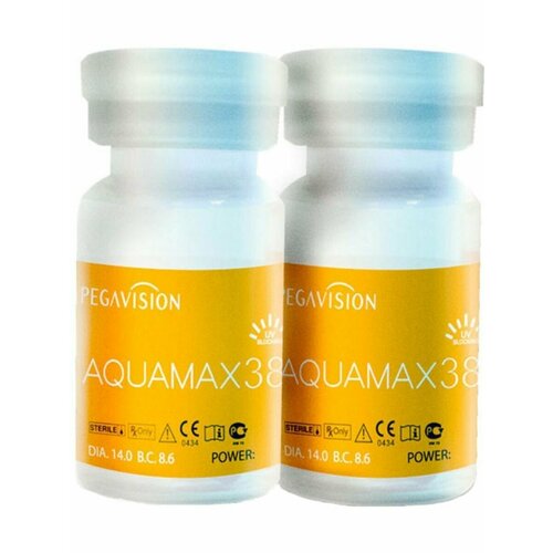 фото Контактные линзы Pegavision Aquamax 38, 2 шт., R 8,6, D -12, бесцветный, 1 уп.