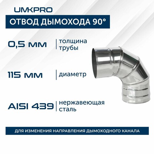 фото Отвод 90*, ф 115, AISI 439/0,5мм, тип-2