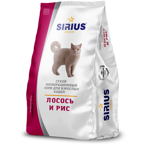 фото Сухой корм для кошек Sirius Лосось и Рис  для взрослых кошек 400 г