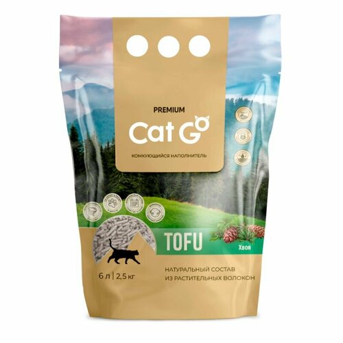 фото Наполнитель Cat Go TOFU комкующийся, растительный с ароматом хвои, 2,5 кг (6 л)