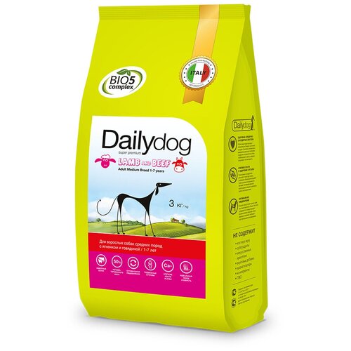 фото Сухой корм Dailydog Adult Medium breed Lamb and Beef для взрослых собак средних пород с ягненком и говядиной - 3кг