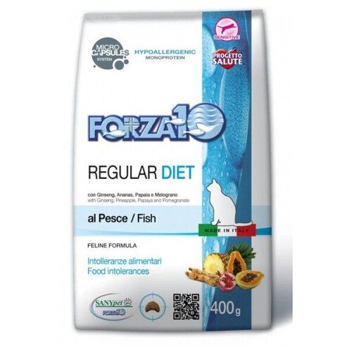 фото Сухой корм для кошек Forza10 Regular Diet, при аллергии, гипоаллергенный, с рыбой 400 г