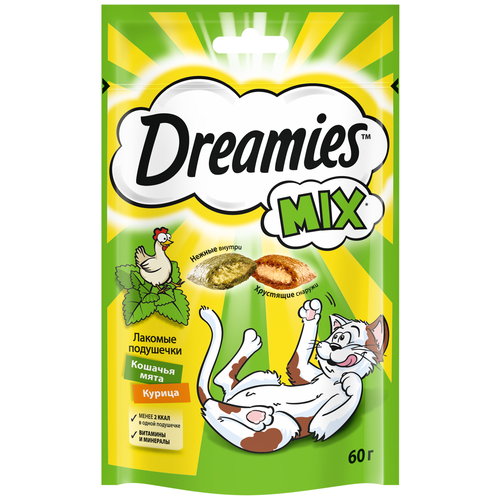 фото Лакомство для кошек  Dreamies Подушечки Mix, 60 г птица