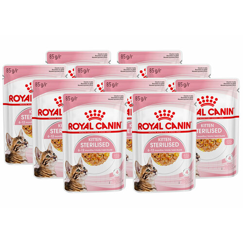 фото ROYAL CANIN KITTEN STERILISED для кастрированных и стерилизованных котят в желе пауч 85 гр 85 гр х 10 шт