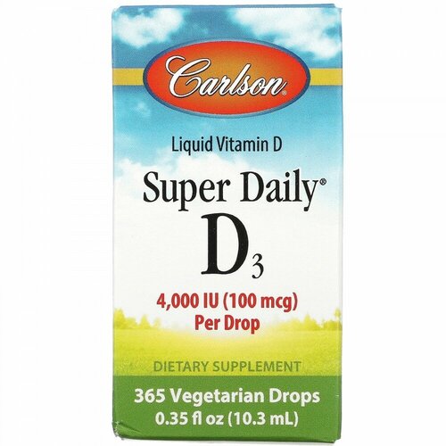 фото Carlson, Super Daily D3, 1000 МЕ, 10,3 мл (0,35 жидк. унции)