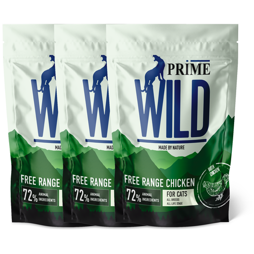 фото PRIME WILD GF FREE RANGE с курицей 500гр для котят и кошек х 3шт.