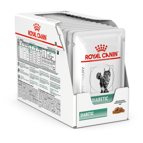 фото Влажный корм для кошек Royal Canin Diabetic, при сахарном диабете, профилактика избыточного веса 12 шт. х 85 г (кусочки в соусе)