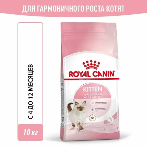 фото Royal Canin Kitten Корм сухой сбалансированный для котят в период второй фазы роста до 12 месяцев, 10 кг