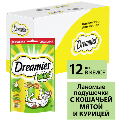 фото Лакомство для взрослых кошек Dreamies MIX с мятой и курицей, 12 шт по 140г