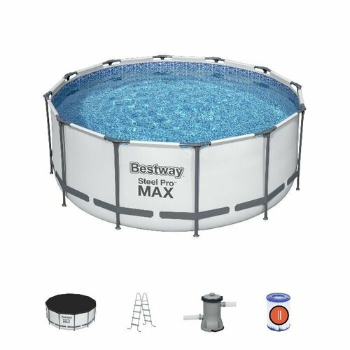 фото Бассейн каркасный круглый Bestway Steel Pro MAX, 366 х 122 см, фильтр-насос, лестница, тент, 56420