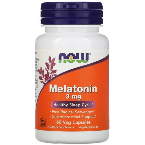 фото Капсулы NOW Melatonin, 60 г, 0.3 мл, 3 мг, 60 шт.