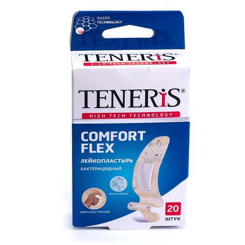 фото TENERIS Comfort Flex лейкопластырь бактерицидный с ионами серебра на суперэластичной полимерной основе, 20шт. бежевый