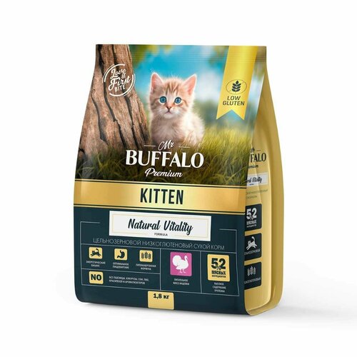 фото Корм сухой для котят Mr.Buffalo Kitten Natural Vitality с индейкой, 1,8 кг