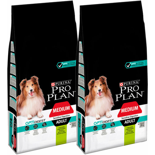 фото Сухой корм PRO PLAN ADULT DOG OPTIDIGEST MEDIUM SENSITIVE DIGESTION для взрослых собак средних пород с чувствительным пищеварением с ягненком и рисом (14 + 14 кг)