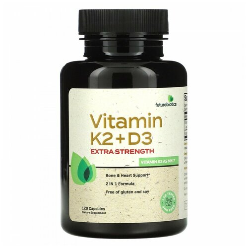 фото FutureBiotics, Vitamin K2 + D3, Extra Strength, 120 Capsules