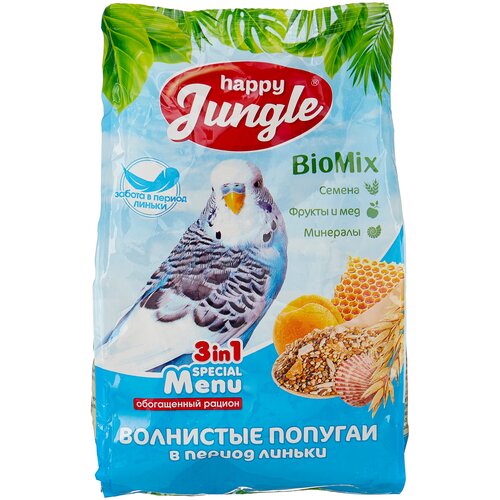 фото Happy Jungle Корм Special Menu для волнистых попугаев в период линьки, 500 г