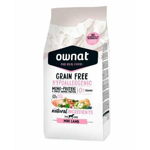 фото Ownat Grain Free Hypo Сухой корм гипоаллергенный для собак мелких пород, с ягненком, 1 кг