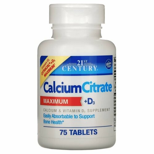 фото 21st Century Calcium Citrate MAXIMUM + D3 75 таб.