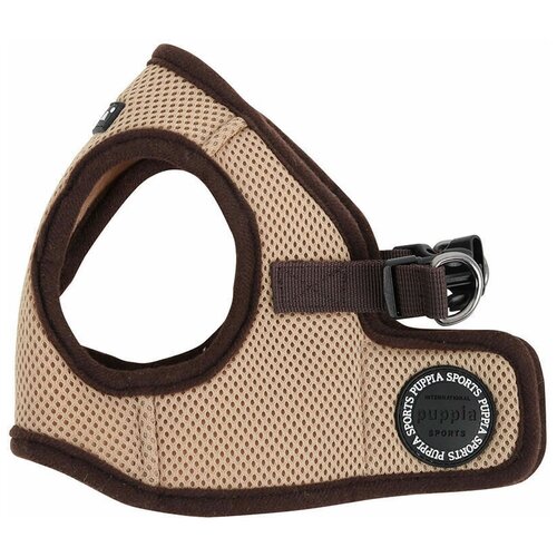 фото Шлейка Puppia Soft vest harness B, обхват шеи 32  см, бежевый/черный, L