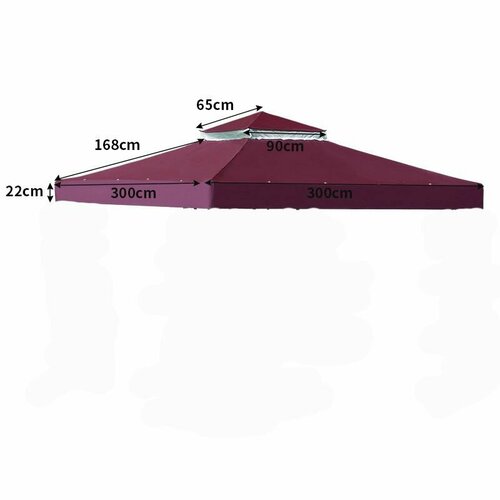фото Наружный тент с двойным верхом 3х3м для беседки, винно-красный