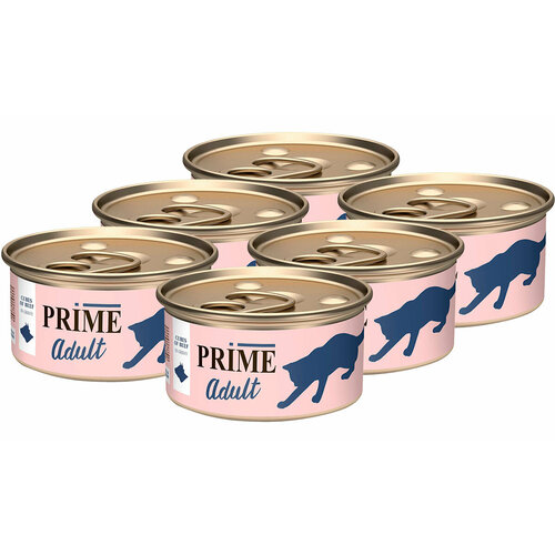 фото PRIME MEAT ADULT CAT для взрослых кошек с говядиной в соусе банка 75 гр NEW 75 гр х 6 шт