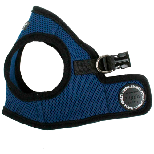 фото Шлейка Puppia Soft vest harness B, обхват шеи 19  см, синий/черный, XS