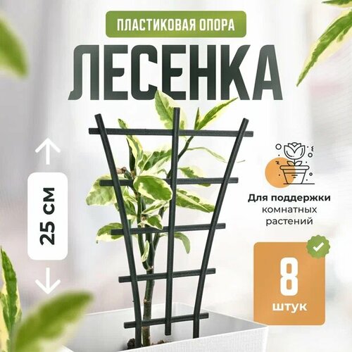 фото Опора для комнатных цветов / Держатель садовый для комнатных растений / Шпалера лесенка 25см 8 ш