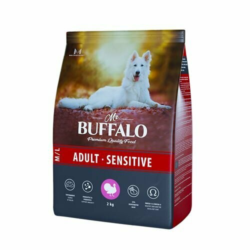 фото MR.BUFFALO ADULT M/L SENSITIVE 2 кг сухой корм для собак средних и крупных пород индейка 5 шт