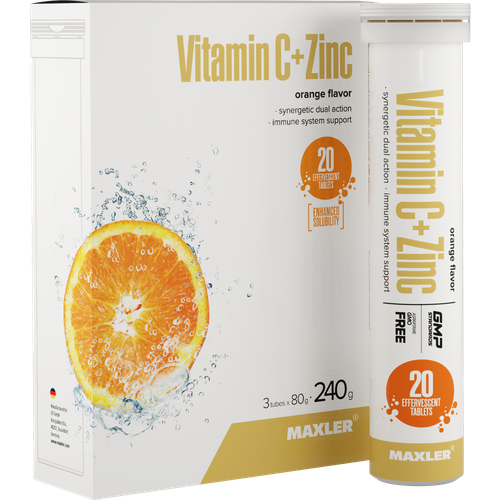 фото MAXLER Vitamin C + Zinc таб. шип., 240 г, 20 шт., 3 уп., апельсин