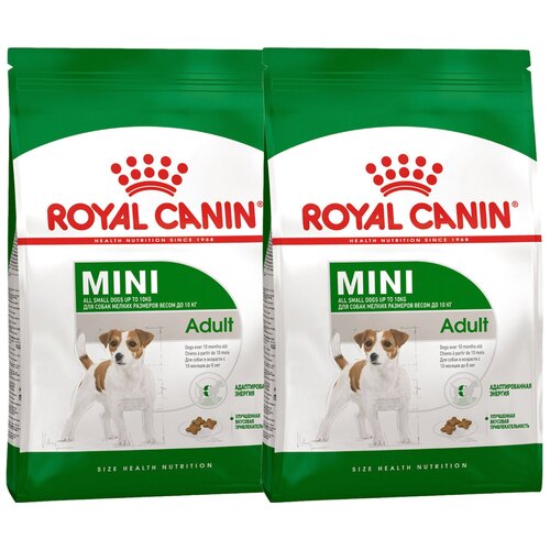 фото Сухой корм Royal Canin Mini Adult для собак  мелких размеров от 10 месяцев до 8 лет 1 уп. х 2 шт. х 8000 г