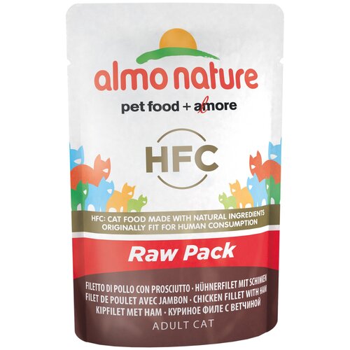 фото Влажный корм для кошек Almo Nature Classic HFC Raw Pack, с куриным филе, с ветчиной 55 г (кусочки в желе)