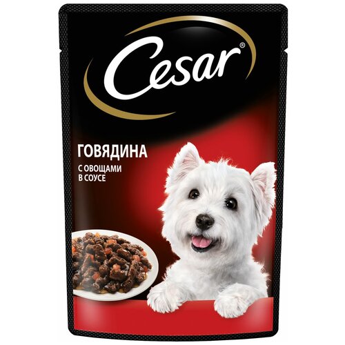 фото Влажный корм для взрослых собак Cesar с говядиной и овощами в соусе 1 уп. х 2 шт. х 85 г (для средних и крупных пород)