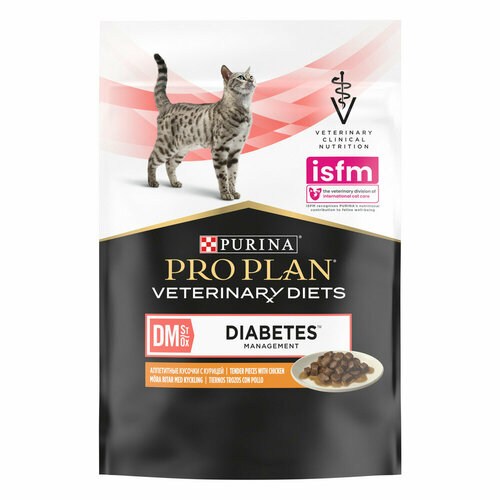 фото Pro Plan Veterinary Diets Diabetic Management пауч для кошек при сахарном диабете (кусочки в соусе) Курица