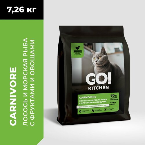 фото GO! Kitchen Carnivore Grain Free - Беззерновой корм для котят и кошек с чувствительным пищеварением, с лососем и морской рыбой (7,26 кг)