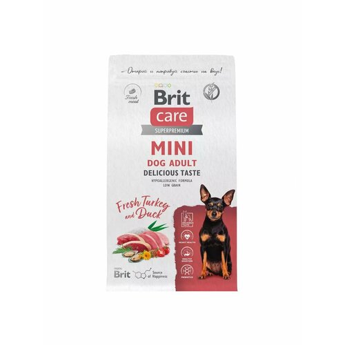 фото Сухой корм для собак мини пород Brit Care Adult mini Delicious Taste индейка утка 1,5 кг