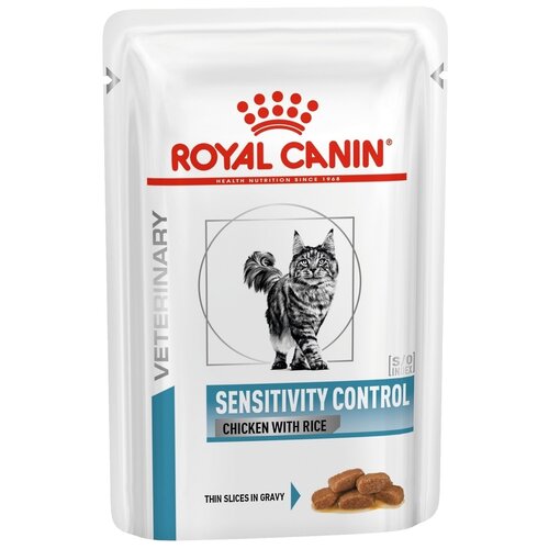 фото Влажный корм для кошек Royal Canin Sensitivity при проблемах с ЖКТ, при аллергии, с курицей, с рисом 85 г (кусочки в желе)