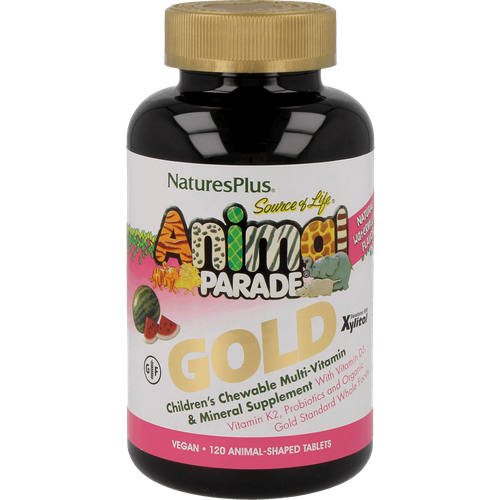 фото Nature's Plus, Animal Parade Gold Multivitamin, добавка для детей с мультивитаминами и минералами, 120 таблеток (арбуз)