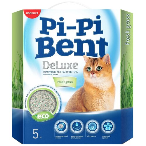 фото Комкующийся наполнитель Pi-Pi Bent Deluxe Fresh Grass, 5кг, 1 шт.