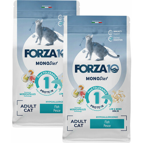 фото FORZA10 CAT MONODIET для взрослых кошек при аллергии с рыбой (1,5 + 1,5 кг)