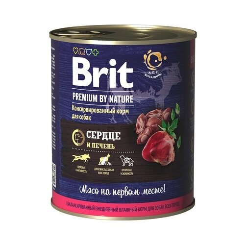 фото Влажный корм для собак Brit Premium by Nature, сердце, печень 1 уп. х 2 шт. х 850 г