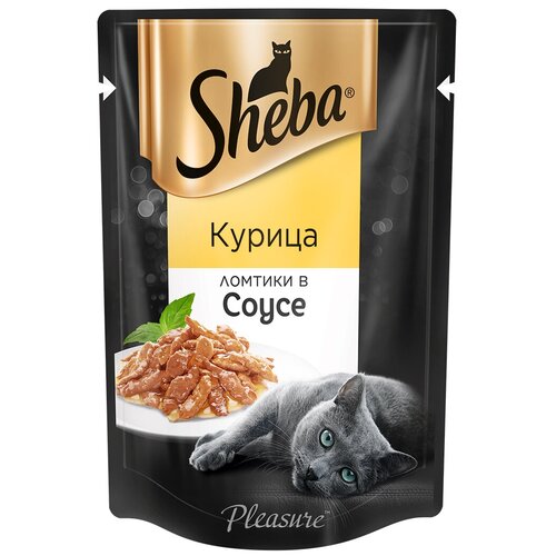 фото Влажный корм для кошек Sheba с курицей. Ломтики в соусе. Курица 75 г (кусочки в соусе)