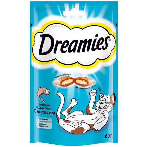 фото Лакомство для кошек  Dreamies Подушечки, 60 г лосось