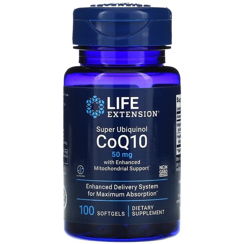 фото Капсулы Life Extension Super Ubiquinol CoQ10 with Enhanced Mitochondrial Support, 80 г, 50 мг, 100 шт.