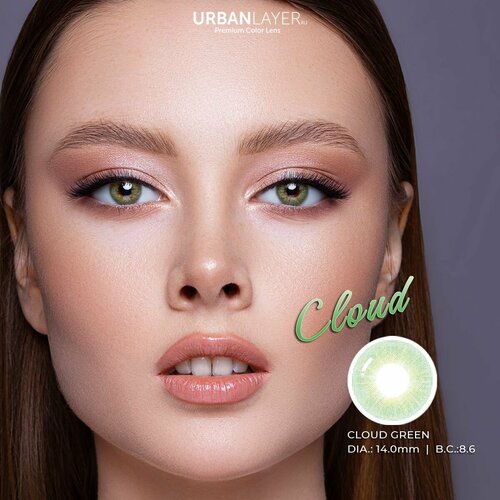 фото Цветные контактные линзы URBAN LAYER ru Cloud Green -1.25 / 14.0 / 8.6, 2 шт.