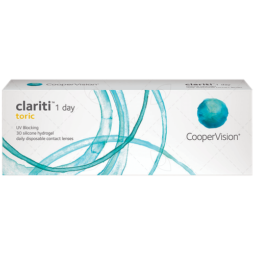 фото Контактные линзы CooperVision Clariti 1 day toric., 30 шт., R 8,6, D -6, CYL: -0,75, AХ: 180, ADD: +1.00 D, прозрачный, 1 уп.