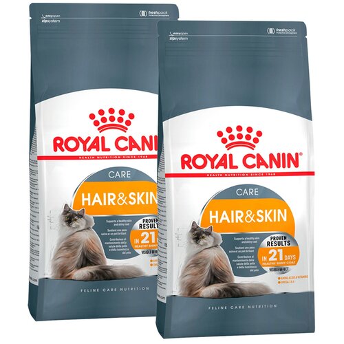 фото Сухой корм для кошек Royal Canin Hair&Skin Care от 1 до 12 лет 2 шт. х 400 г