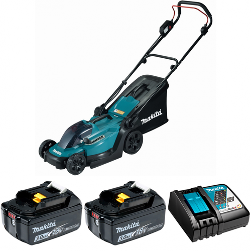 Аккумуляторная газонокосилка Makita DLM330RFE 18V, 2x3.0Ah, DC18RC, Li-Ion фото