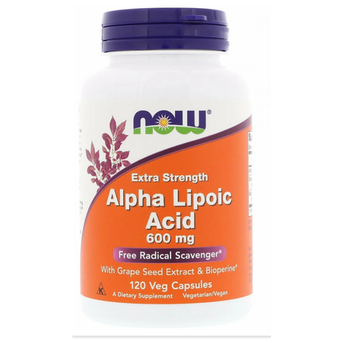 фото Капсулы NOW Alpha Lipoic Acid 600 мг, 140 г, 250 мл, 120 шт.