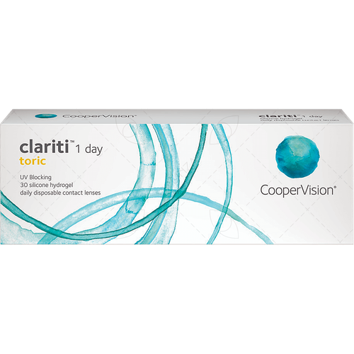 фото Контактные линзы CooperVision Clariti 1 day toric., 30 шт., R 8,6, D -3,25, CYL: -0,75, AХ: 180, ADD: +1.00 D, прозрачный, 1 уп.